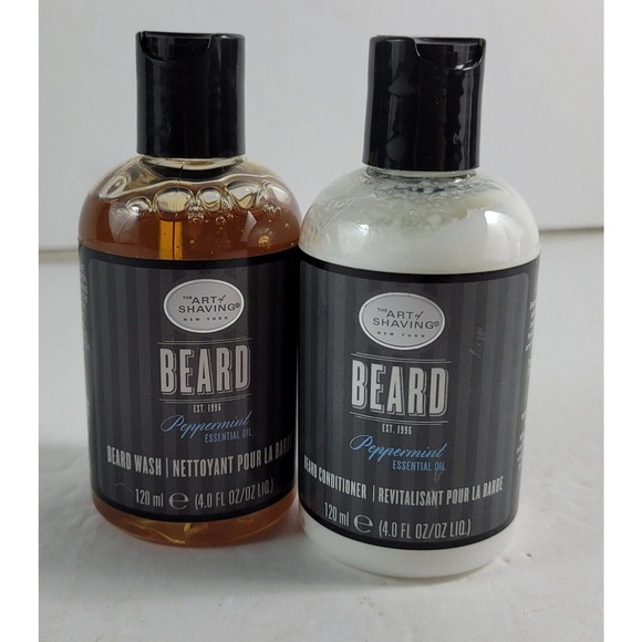 The Art of Shaving Set Peppermint Beard Wash Conditioner Oil Shaving Cream Brush - Picture 2 of 14
